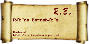 Róna Barnabás névjegykártya